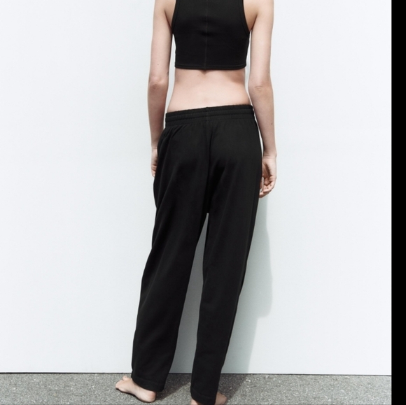 Zara Black Tapered Jogging Pants - Picture 6 of 8